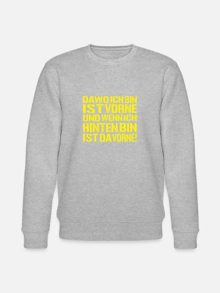 da-wo-ich-bin-ist-vorne - Ego Spruch - Stanley/Stella Unisex Bio-Sweatshirt CHANGER - Grau meliert