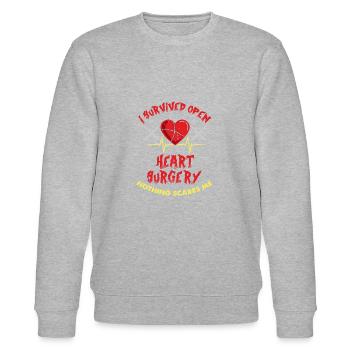 Herz OP Überlebender - Geschenk Für Patient - Stanley/Stella Unisex Bio-Sweatshirt CHANGER  - Grau meliert - Vorne - Nik (191cm) & Marisol (170cm)