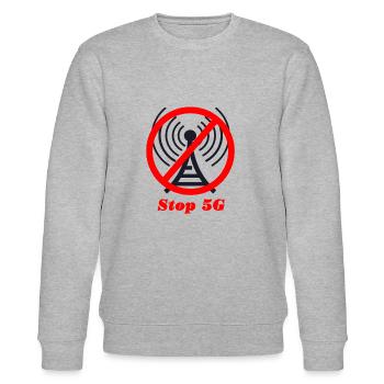 Stop dangerous 5G radiation! - Stanley/Stella CHANGER Unisex Organic Sweatshirt - heather grey - Front - Nik (191cm) & Marisol (170cm)