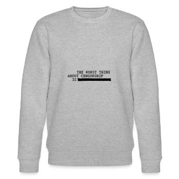 Das Schlimmste an Zensur ist... Meinungsfreiheit - Stanley/Stella Unisex Bio-Sweatshirt CHANGER  - Grau meliert - Vorne - Nik (191cm) & Marisol (170cm)