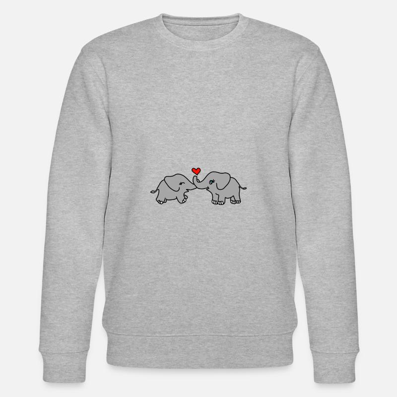Elefant Liebe Herz - Stanley/Stella Unisex Bio-Sweatshirt CHANGER  - Grau meliert