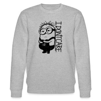 Minions Phil I Don't Care - Stanley/Stella CHANGER Unisex Organic Sweatshirt - heather grey - Front - Nik (191cm) & Marisol (170cm)