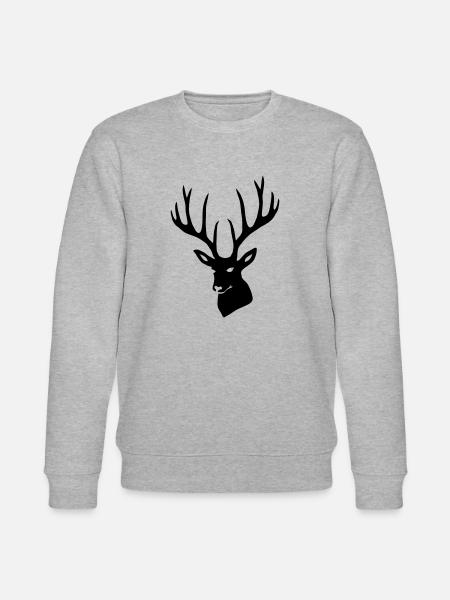 Hirsch Geweih Hirschgeweih Hirschkopf - Stanley/Stella Unisex Bio-Sweatshirt CHANGER - Grau meliert