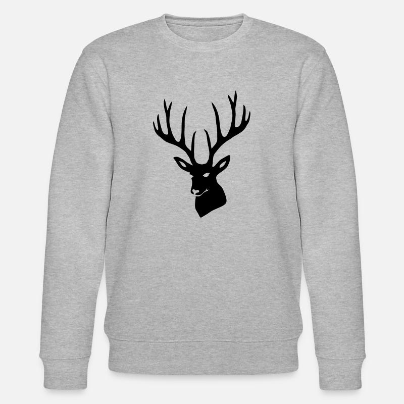Hirsch Geweih Hirschgeweih Hirschkopf - Stanley/Stella Unisex Bio-Sweatshirt CHANGER  - Grau meliert