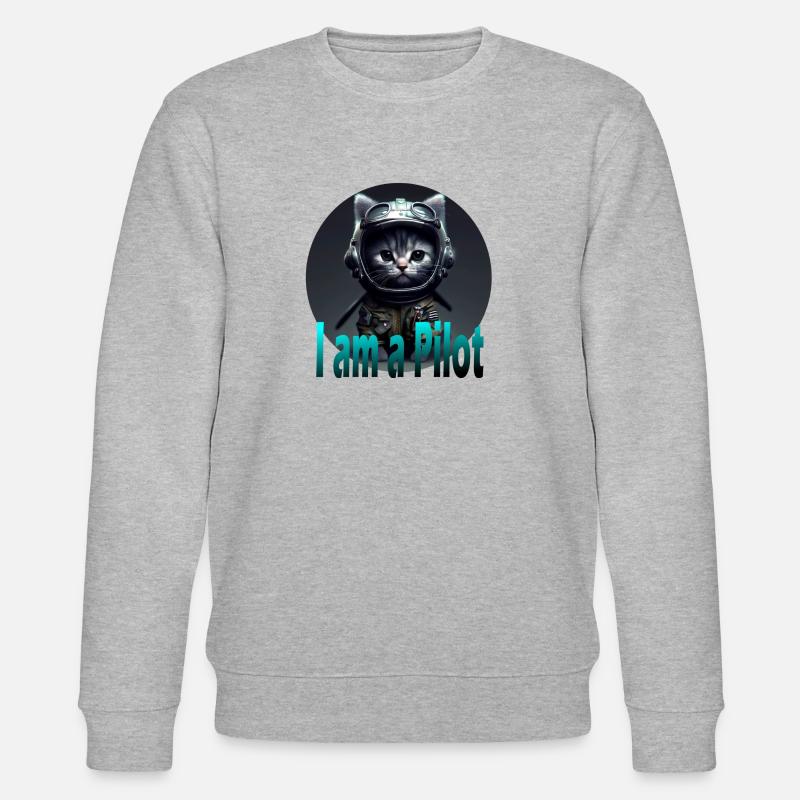 Pilot Cat - Stanley/Stella Unisex Bio-Sweatshirt CHANGER  - Grau meliert