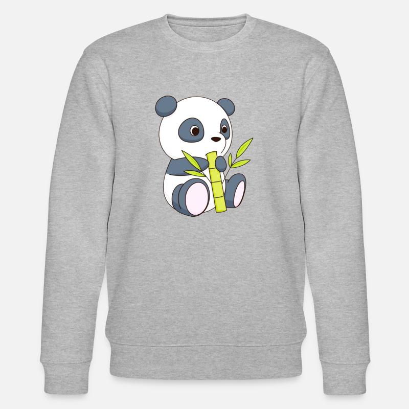 pandabär mit bambusstange - Stanley/Stella Unisex Bio-Sweatshirt CHANGER  - Grau meliert
