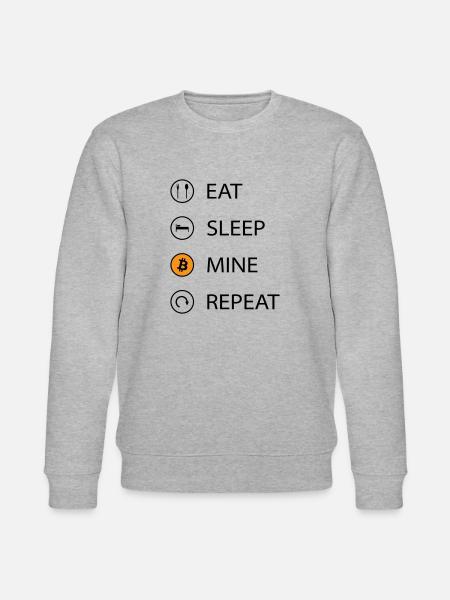 Eat sleep mine repeat cryptocurrency t-shirt - Stanley/Stella CHANGER Unisex Organic Sweatshirt - heather grey