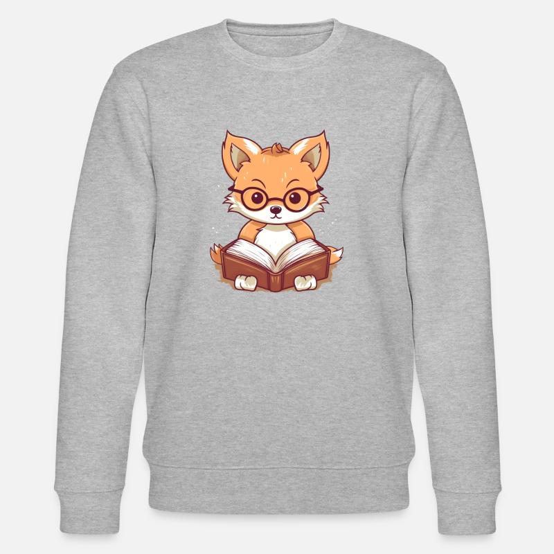 Süßer Fuchs liest ein Buch - Stanley/Stella Unisex Bio-Sweatshirt CHANGER  - Grau meliert