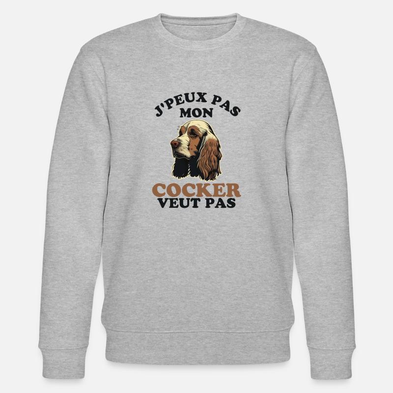Humour chien de race cocker - Sweat bio CHANGER Stanley/Stella Unisexe - gris chiné