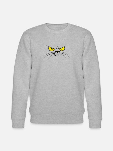 Katze Katzen Katzengesicht böse - Stanley/Stella Unisex Bio-Sweatshirt CHANGER - Grau meliert