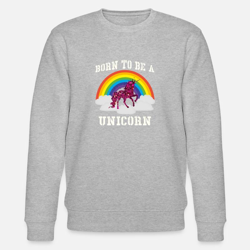 Regenbogen Einhorn - Stanley/Stella Unisex Bio-Sweatshirt CHANGER  - Grau meliert