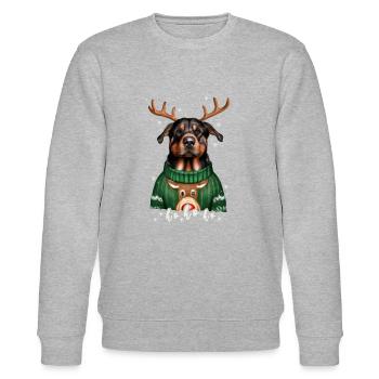 Weihnachtshund Rottweiler - Stanley/Stella Unisex Bio-Sweatshirt CHANGER  - Grau meliert - Vorne - Nik (191cm) & Marisol (170cm)
