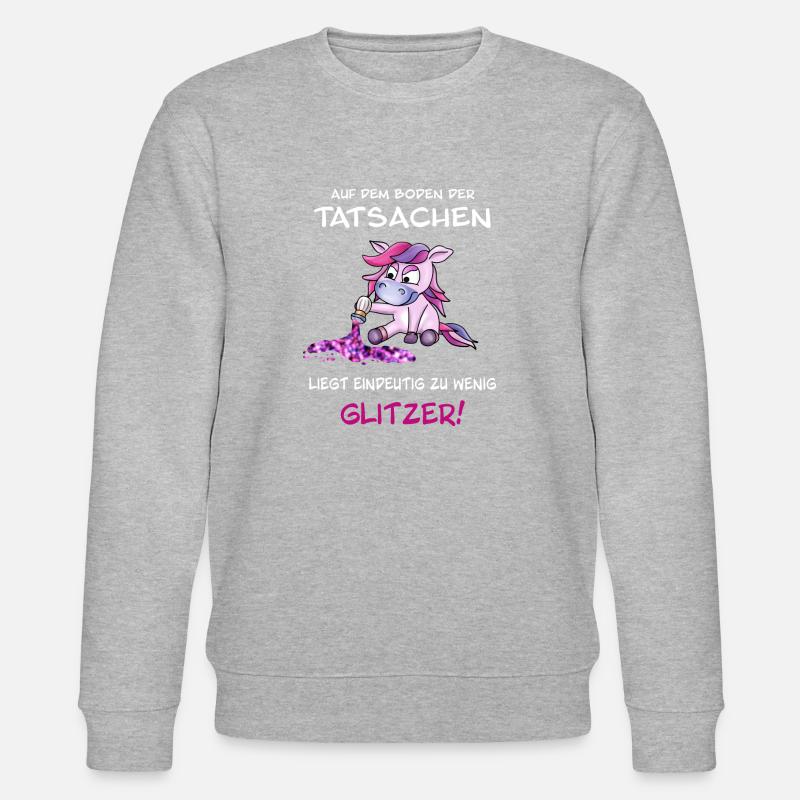 lustiger Einhorn Spruch: zu wenig Glitzer! - Stanley/Stella Unisex Bio-Sweatshirt CHANGER  - Grau meliert