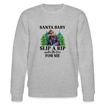 Santa Baby Slip a Rip unter dem Baum für mich - Stanley/Stella Unisex Bio-Sweatshirt CHANGER  - Grau meliert - Vorne - Nik (191cm) & Marisol (170cm)