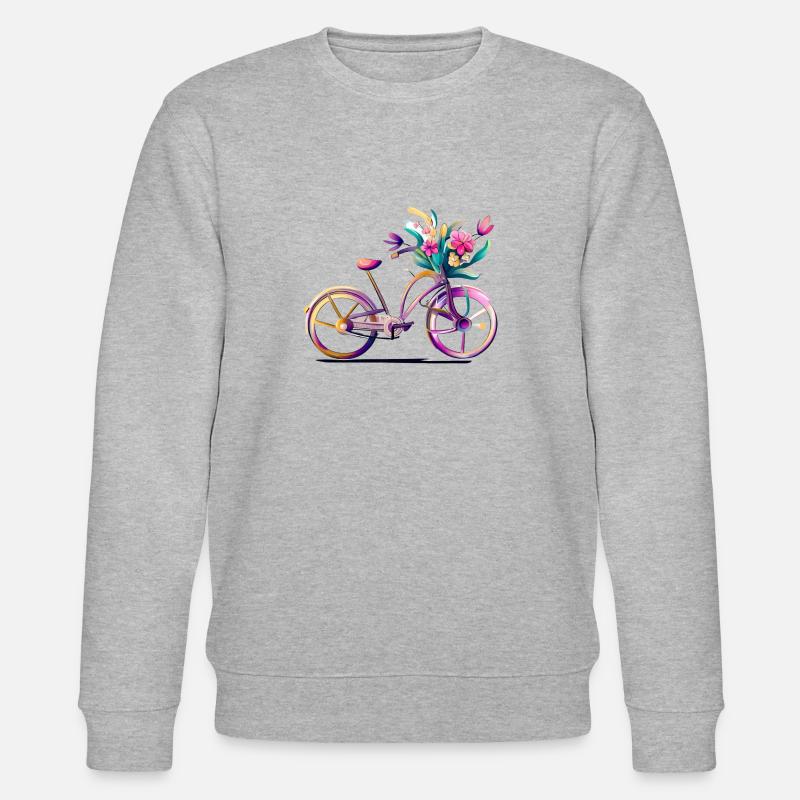 Fahrrad mit Blumen - Stanley/Stella Unisex Bio-Sweatshirt CHANGER  - Grau meliert