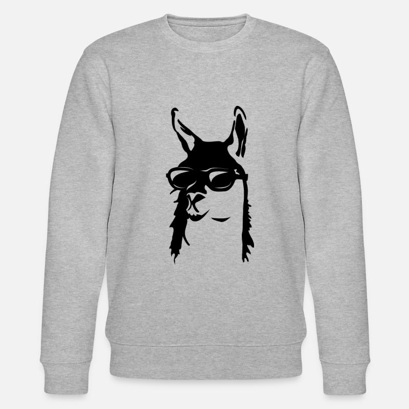 Cooles Lama mit Sonnenbrille - Stanley/Stella Unisex Bio-Sweatshirt CHANGER  - Grau meliert