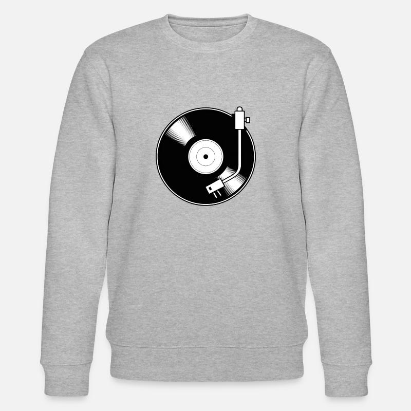 Disque vinyle rétro motif minimal - Sweat bio CHANGER Stanley/Stella Unisexe - gris chiné