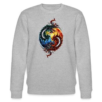 Yin Yang Drache - Stanley/Stella Unisex Bio-Sweatshirt CHANGER  - Grau meliert - Vorne - Nik (191cm) & Marisol (170cm)