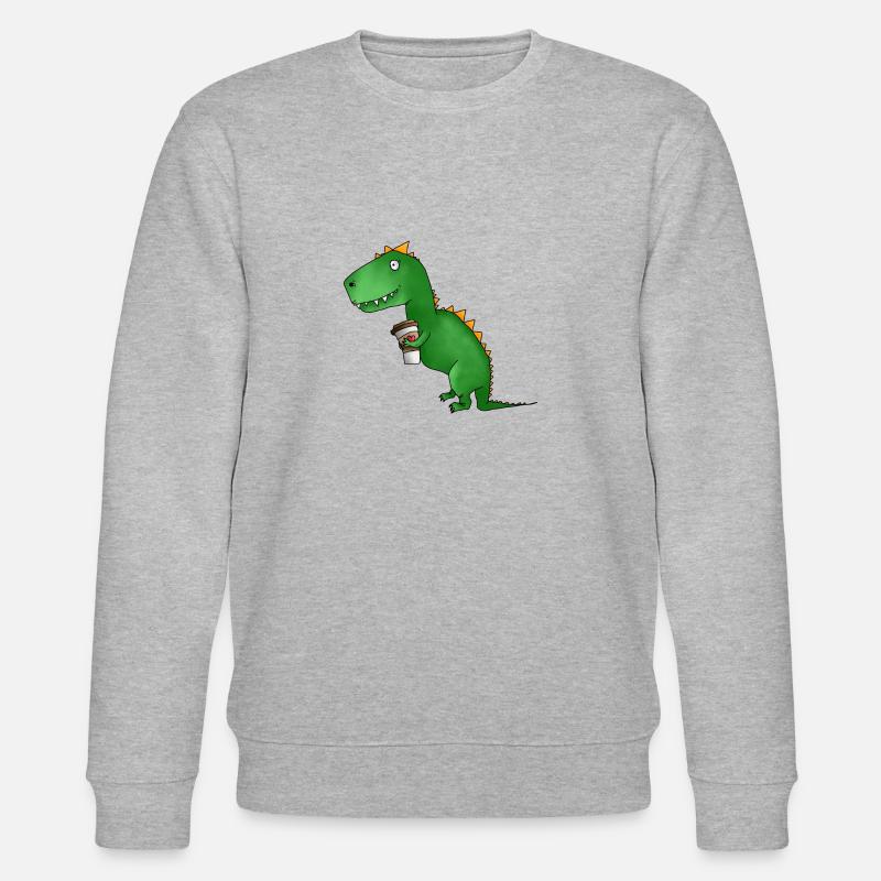 Dino liebt Kaffee - Stanley/Stella Unisex Bio-Sweatshirt CHANGER  - Grau meliert