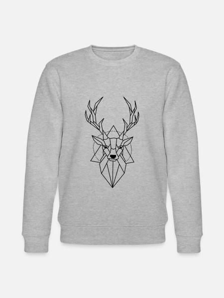 Geometric Deer Forest - Stanley/Stella CHANGER Unisex Organic Sweatshirt - heather grey