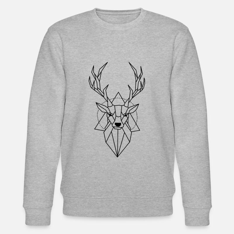 Geometric Deer Forest - Stanley/Stella CHANGER Unisex Organic Sweatshirt - heather grey