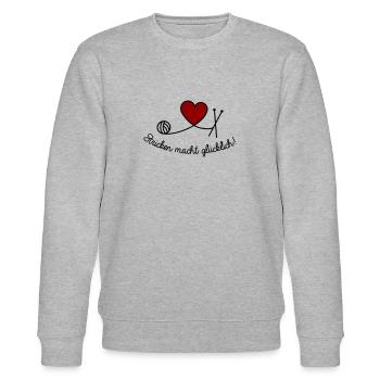 Stricken macht glücklich - Stanley/Stella Unisex Bio-Sweatshirt CHANGER  - Grau meliert - Vorne - Nik (191cm) & Marisol (170cm)
