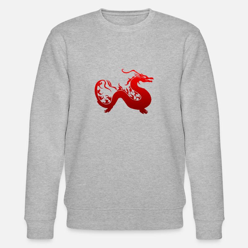 Drache Feuer Geschenk Chinesisch - Stanley/Stella Unisex Bio-Sweatshirt CHANGER  - Grau meliert