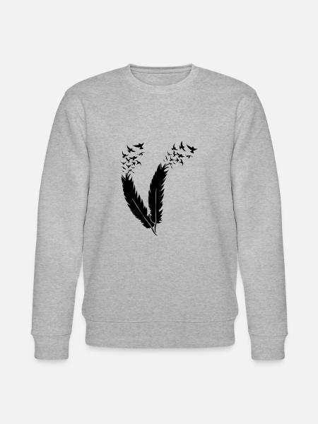 feather fly birds - Stanley/Stella Unisex Bio-Sweatshirt CHANGER  - Grau meliert