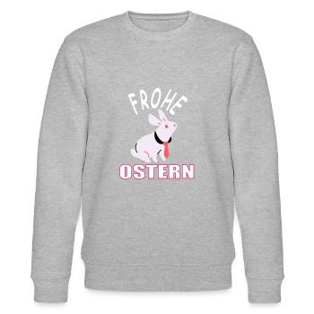 Frohe Ostern Osterhase Hase Karotten Geschenkidee - Stanley/Stella Unisex Bio-Sweatshirt CHANGER  - Grau meliert - Vorne - Nik (191cm) & Marisol (170cm)