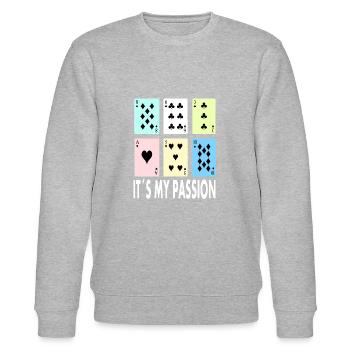 Kartenspiel Pokern Brettspiel Strategie Geschenk - Stanley/Stella Unisex Bio-Sweatshirt CHANGER  - Grau meliert - Vorne - Nik (191cm) & Marisol (170cm)