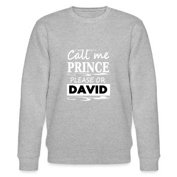 My name is David I am David Prince David Gift - Stanley/Stella CHANGER Unisex Organic Sweatshirt - heather grey - Front - Nik (191cm) & Marisol (170cm)