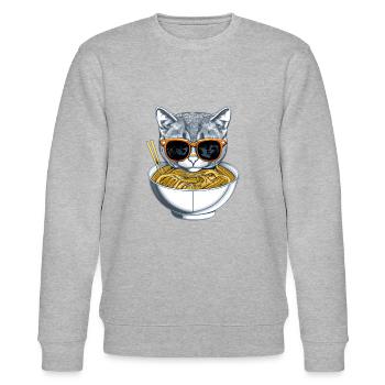 Un chat mignon avec des lunettes de soleil apprécie le design ramen - Sweat bio CHANGER Stanley/Stella Unisexe - gris chiné - Devant - Nik (191cm) & Marisol (170cm)