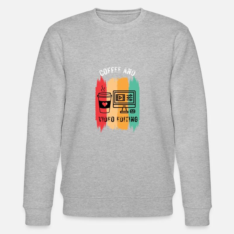 Coffee und Videobearbeitung|Video Cutter - Stanley/Stella Unisex Bio-Sweatshirt CHANGER - Grau meliert