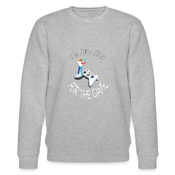 Gamer Game Computerspiel PC-Spiele Geschenkidee - Stanley/Stella Unisex Bio-Sweatshirt CHANGER  - Grau meliert - Vorne - Nik (191cm) & Marisol (170cm)