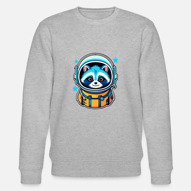 Waschbär Astronaut Illustration - Stanley/Stella Unisex Bio-Sweatshirt CHANGER  - Grau meliert