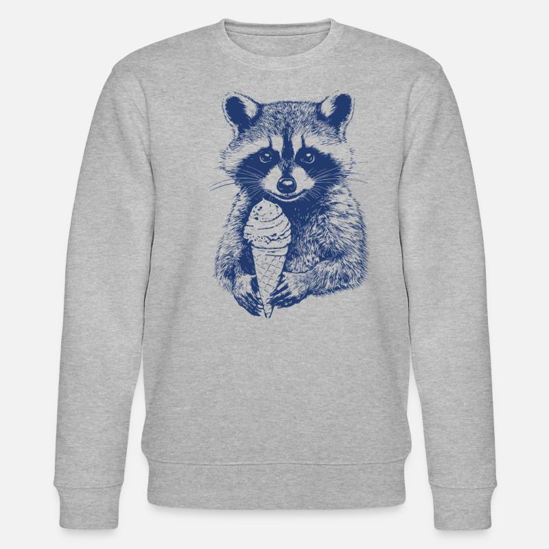Waschbär mit Eiscreme - Stanley/Stella Unisex Bio-Sweatshirt CHANGER  - Grau meliert