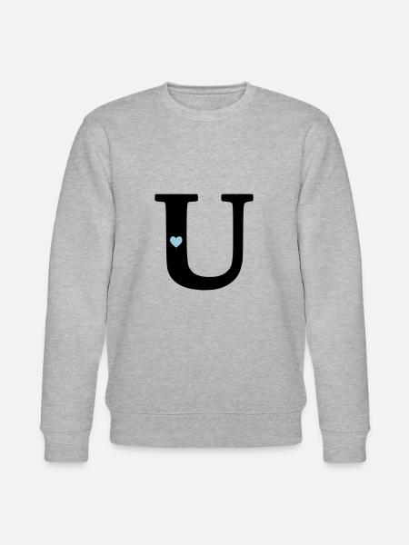 Letter U Initial Letter - Stanley/Stella CHANGER Unisex Organic Sweatshirt - heather grey