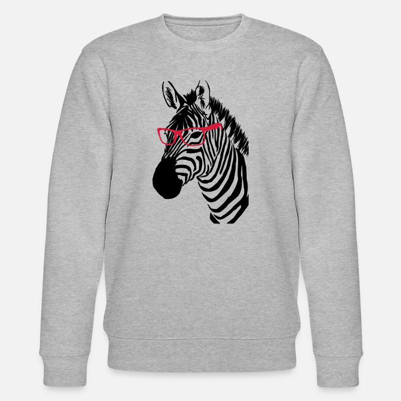 Zebra mit Brille - Stanley/Stella Unisex Bio-Sweatshirt CHANGER  - Grau meliert