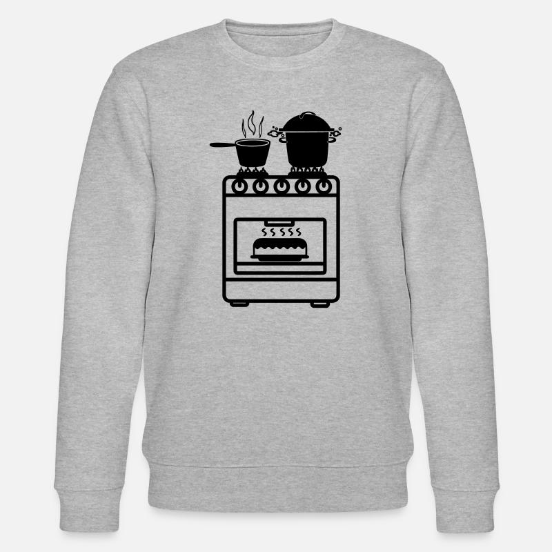 Gasherd mit Pfannkuchen im Backofen - Stanley/Stella Unisex Bio-Sweatshirt CHANGER  - Grau meliert