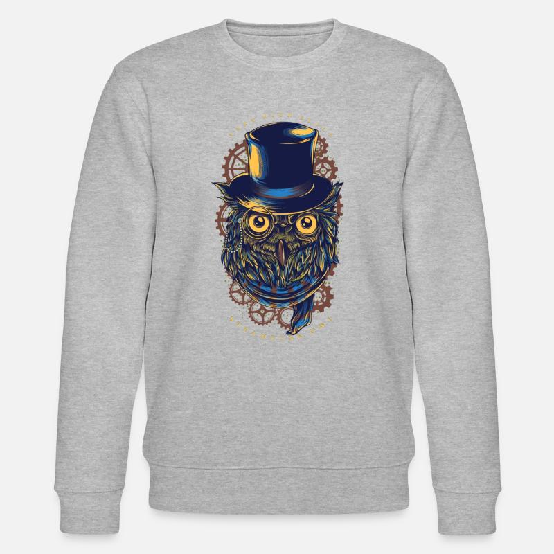 Eule - Steampunk Owl - Stanley/Stella Unisex Bio-Sweatshirt CHANGER  - Grau meliert
