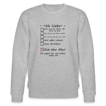4 Monate zusammen Beziehung Monatstag Freundin - Stanley/Stella Unisex Bio-Sweatshirt CHANGER  - Grau meliert - Vorne - Nik (191cm) & Marisol (170cm)