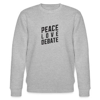 Peace Love Debate - Moral - Stanley/Stella Unisex Bio-Sweatshirt CHANGER  - Grau meliert - Vorne - Nik (191cm) & Marisol (170cm)