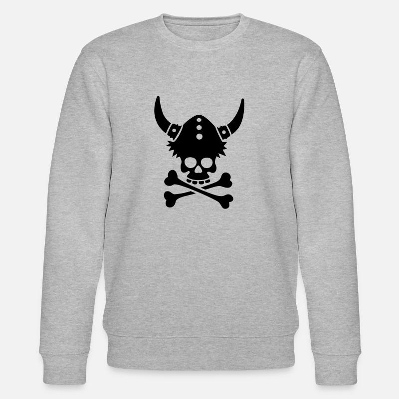 Totenkopf mit Wikingerhelm - Stanley/Stella Unisex Bio-Sweatshirt CHANGER  - Grau meliert