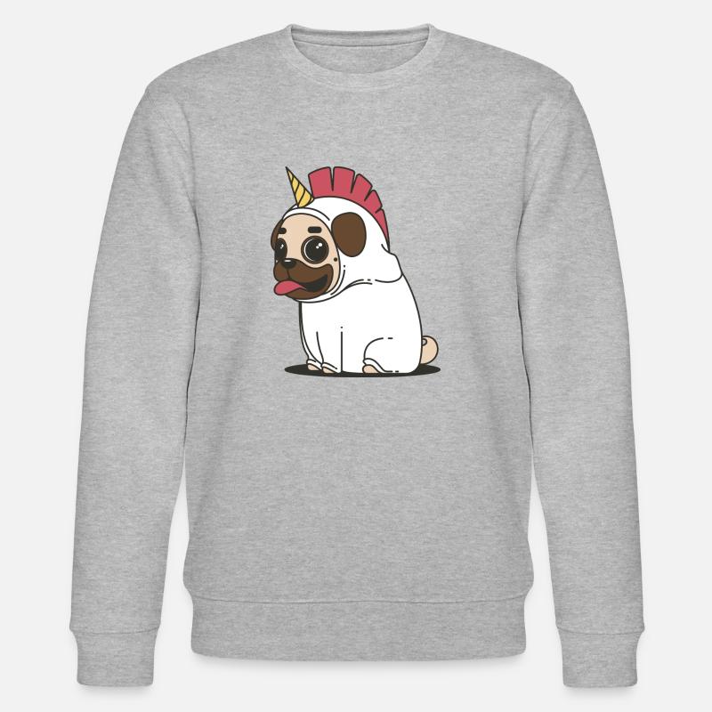 Mops Einhorn - Stanley/Stella Unisex Bio-Sweatshirt CHANGER  - Grau meliert