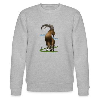 Steinbock, Berge, Alpen - Stanley/Stella Unisex Bio-Sweatshirt CHANGER  - Grau meliert - Vorne - Nik (191cm) & Marisol (170cm)