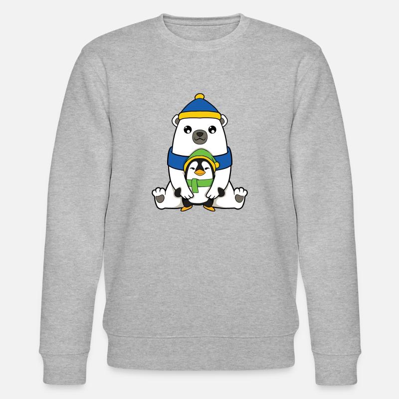 Eisbär mit Pinguin - Stanley/Stella Unisex Bio-Sweatshirt CHANGER  - Grau meliert