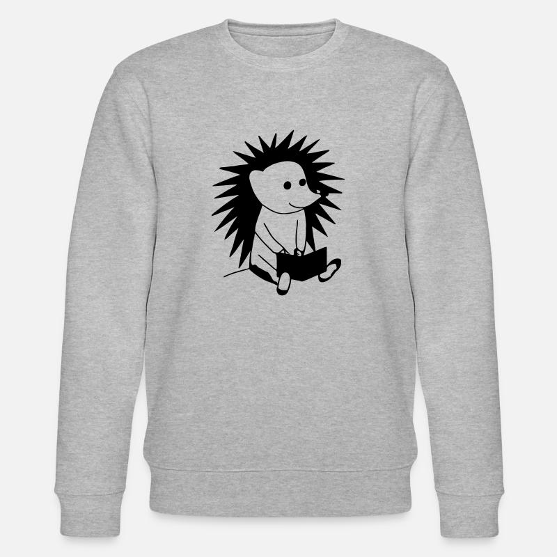 Igel liest Buch Illustration Geschenk - Stanley/Stella Unisex Bio-Sweatshirt CHANGER  - Grau meliert