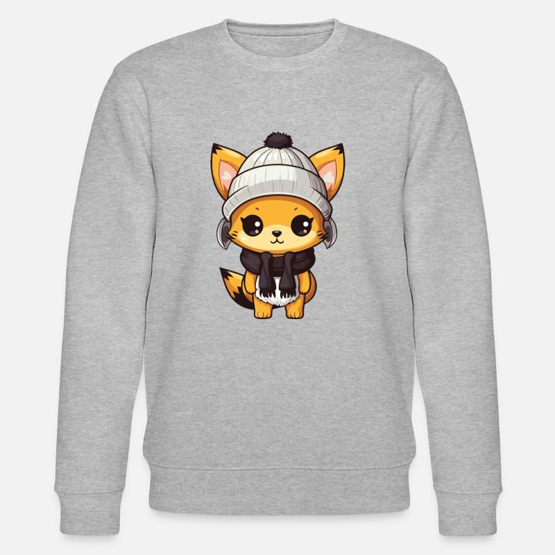 Fox Winter Comic - Stanley/Stella CHANGER Unisex Organic Sweatshirt - heather grey