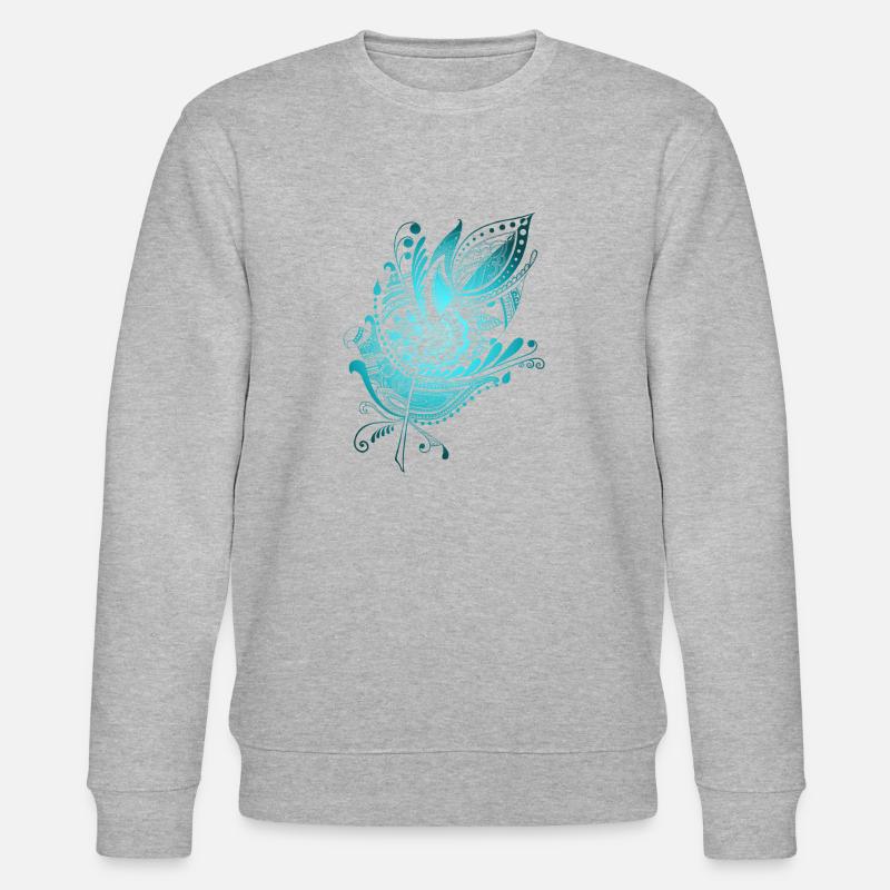 Feder Zentangle blau - Stanley/Stella Unisex Bio-Sweatshirt CHANGER  - Grau meliert