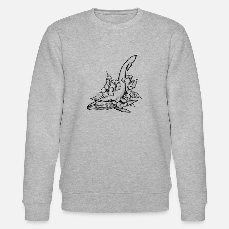 Blauwal und Blumen - Stanley/Stella Unisex Bio-Sweatshirt CHANGER  - Grau meliert